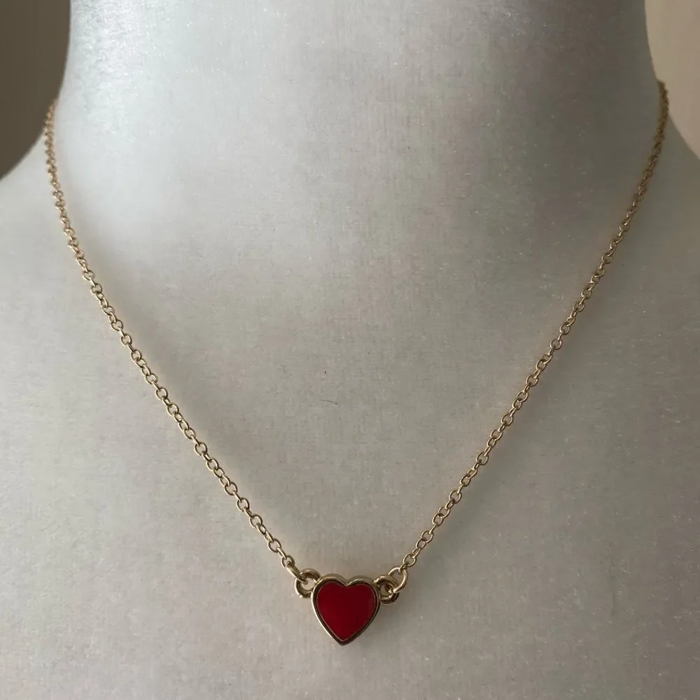 Kate Spade Red Enamel Heart Necklace